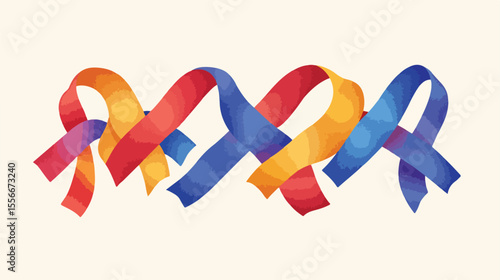 Down Syndrome Awareness Ribbon Flat Vector Illustration