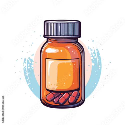 Cartoon Vector of Drug Plastic Bottle - Professional Illustration