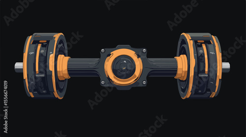 Flat Vector Illustration of Dumbbell Gym Tool