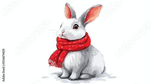 Easter Bunny Rabbit with Red Muffler AI Image