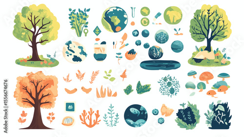 Eco-Friendly Earth Poster with Planet and Set I