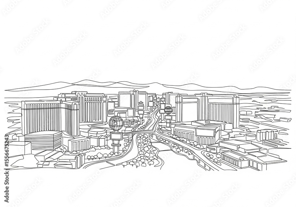 Obraz premium the strip in las vegas one line drawing