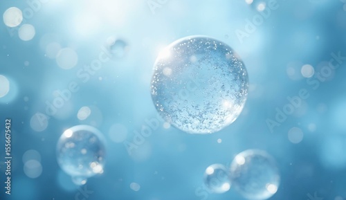 Wallpaper Mural Bubbles Floating in Water with Soft Blue Background Torontodigital.ca