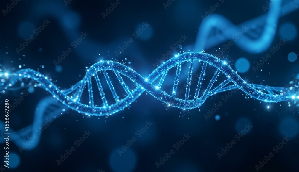 Blue Illuminated DNA Strand on a Gradient Background Blue Illuminated DNA Strand on a Gradient Background