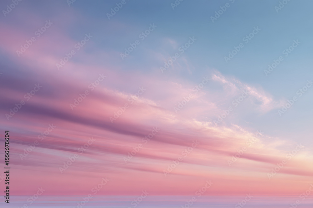 Obraz premium serene sky with delicate gradients of blue pink and violet essence of early morning and sunset