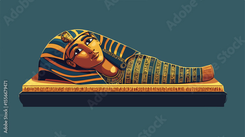 Egyptian Emperor Sarcophagus Flat Vector Illustration
