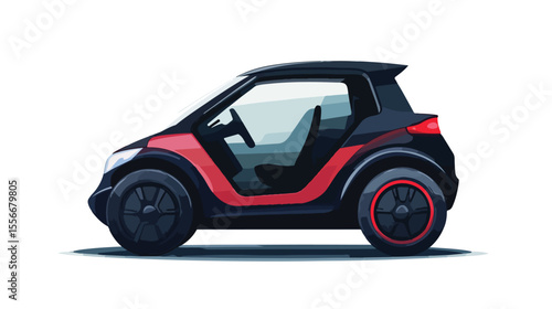 Compact Electric Car Minimalistic Flat Vector Illustration