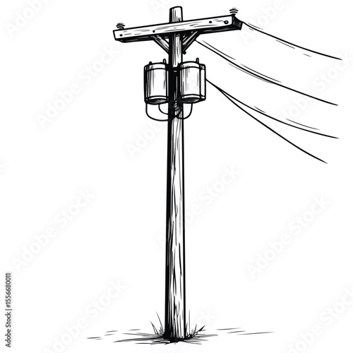 Electric Post Cartoon Vector and Illustration in Black Background