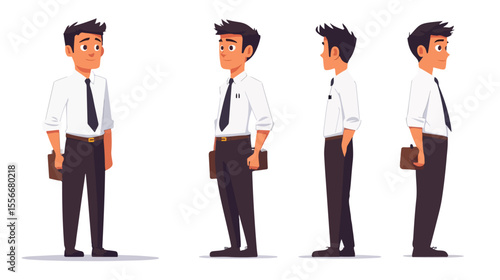 Elegant Businessman Worker with Portfolio Stand