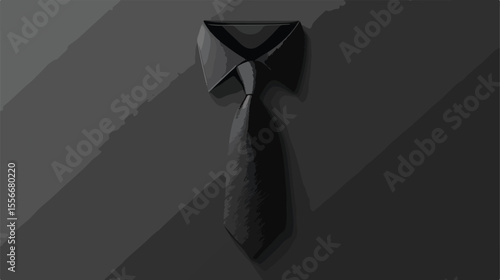 Elegant Black Necktie Flat Vector Illustration