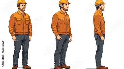 Professional Engineer Wearing Hard Hat Flat Vector Illustration
