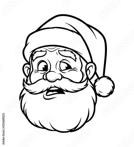 Disbelieving Santa Face Line Art