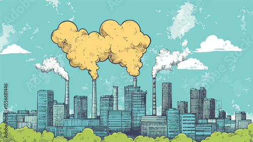 Industrial Factory Causing Environmental Air Pollution