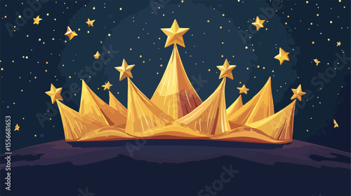 Majestic Epiphany Crown for Three Wise Kings in Flat Vector Design