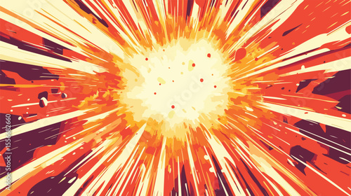 Vibrant Red Explosion with Thunderbolts Pop Art Style