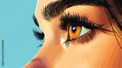 Professional Eye Vision of Girl with Optic Eyelashes