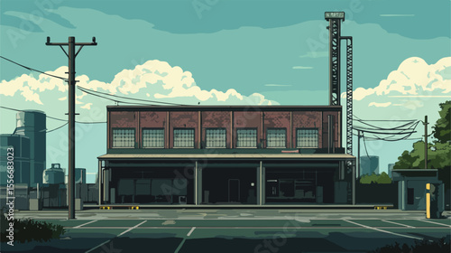 Urban Infrastructure Factory Vector Illustration