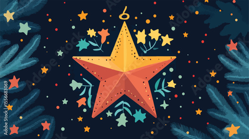 Whimsical Fairytale Star Decoration Flat Vector Illustration