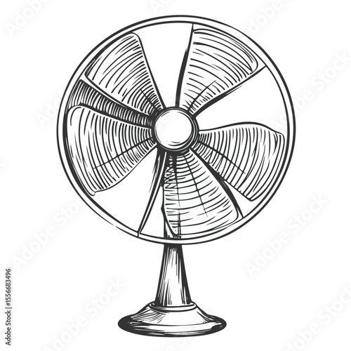 Black and White Fan Cartoon Vector Illustration