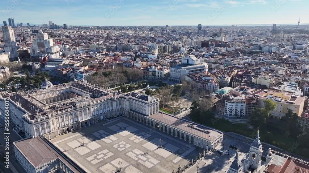 custom made wallpaper toronto digitalRoyal Palace Of Madrid In Madrid Spain. Birds Eye View Of Medieval Building In Famous District Of City. Business Sky Downtown Cityscape. Business Downtown Panoramic. Madrid Spain.
