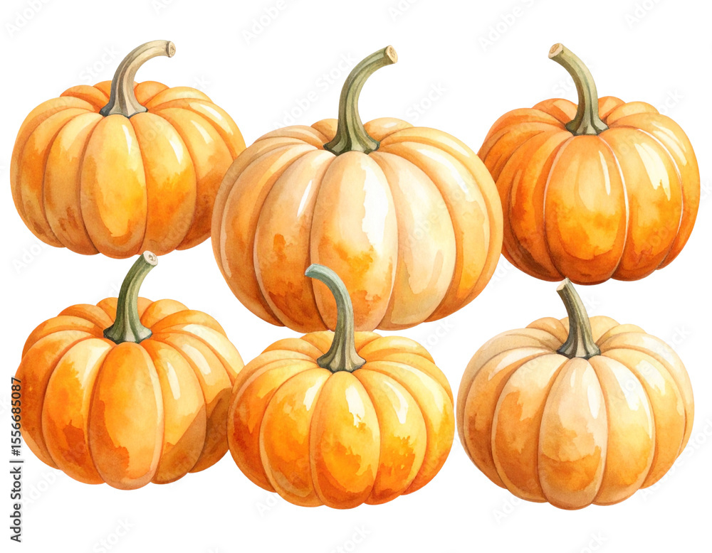 Minimalist Flat Icon Style Orange Pumpkin Collection, Transparent Background Minimalist Flat Icon Style Orange Pumpkin Collection, Transparent Background