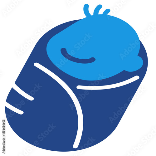 The icon of a baby swaddled and wrapped in a blanket conveys care, comfort and is a highly relevant icon in the context of maternal and child health and the baby-related industry.