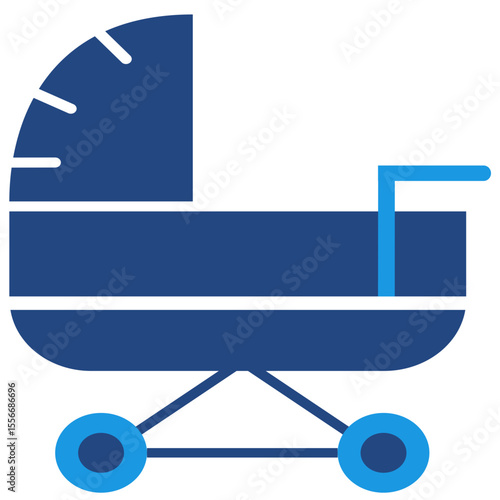 The icon of a baby stroller conveys messages quickly and clearly across a variety of media, particularly in the context of service products for babies and families.