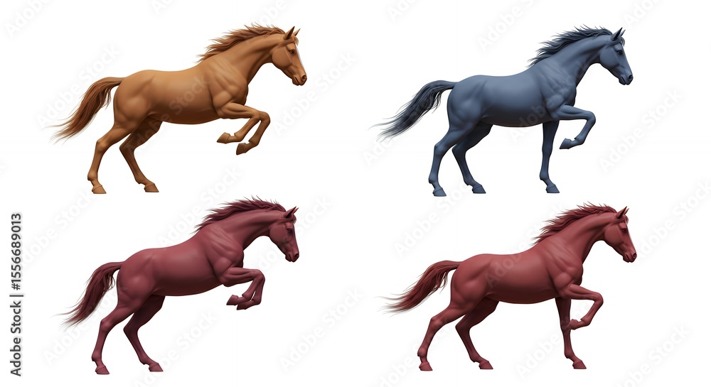 Fototapeta premium Four horses in different colors running