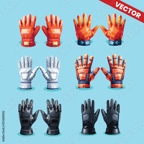 Vector Collection of Firefighter Gloves Equipment for Fire Safety Training Illustrations and Emergency Preparedness Educational Posters