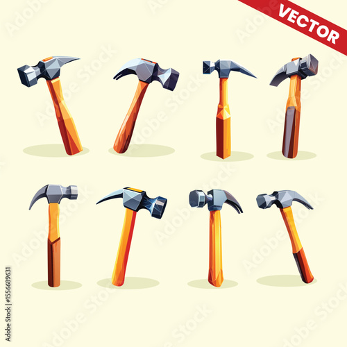 High Resolution Vector Set of Firefighter Hammers for Fire Safety Rescue Emergency Equipment Training and Educational Poster Designs