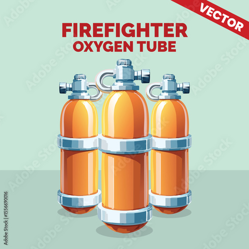 High Quality Vector Illustration of Firefighter Oxygen Cylinder for Fire Safety Training and Emergency Equipment Presentation Purposes