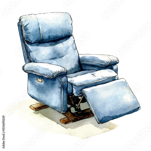 watercolor vector of Reclining Chair, isolated on a white background.