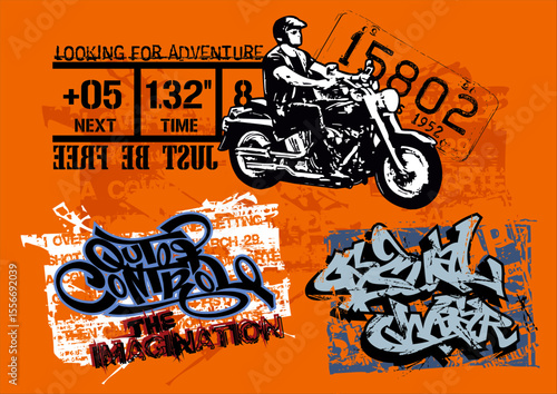 Urban Streetwear and T-Shirt Graphic Vector Collection , grunge, collage-style vector graphics inspired by streetwear, music culture (hip-hop, soul), and skateboarding. They are all ideal for T-shirt 