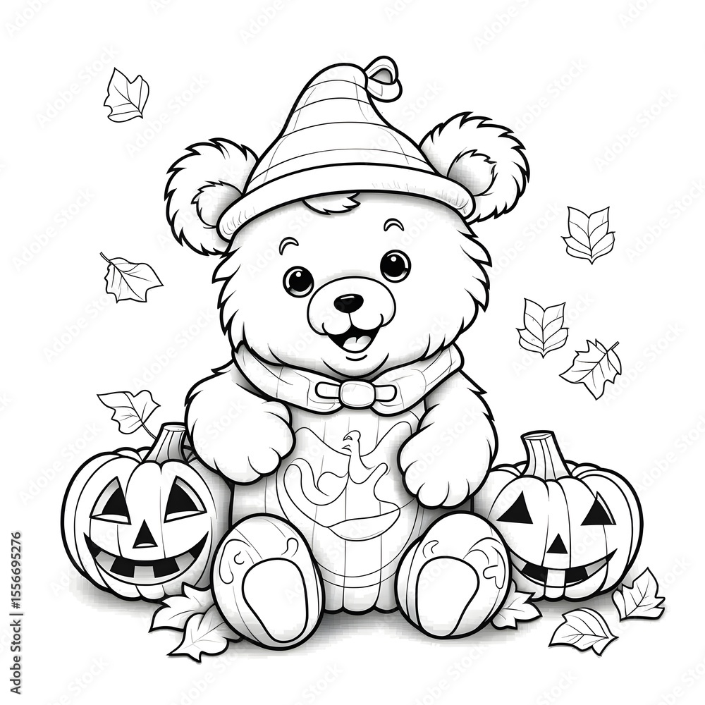 teddy bear with scary pumpkin coloring page teddy bear with scary pumpkin coloring page