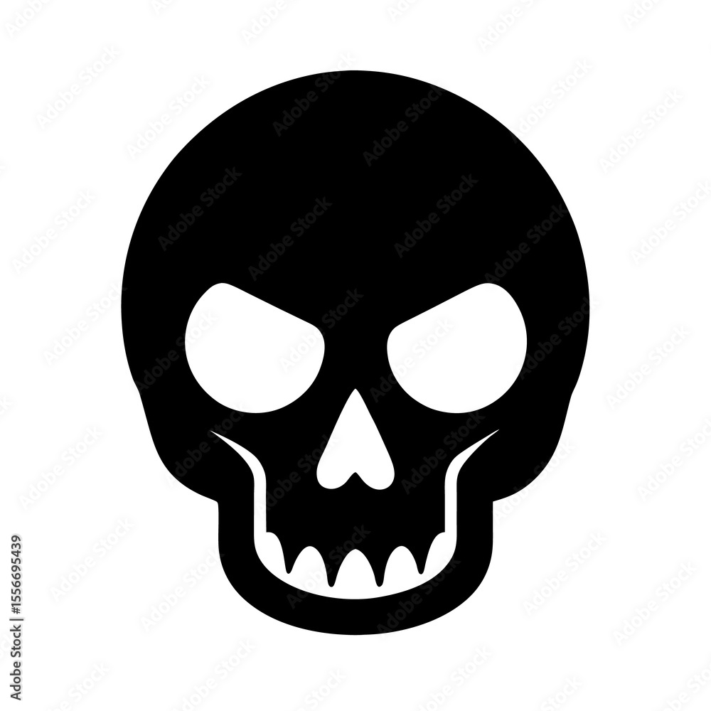 Cartoon Skull Vector Silhouette on White Background Cartoon Skull Vector Silhouette on White Background