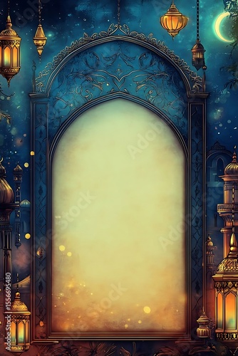 Wallpaper Mural Ornate Archway with Night Scene, and Ramadan. Torontodigital.ca