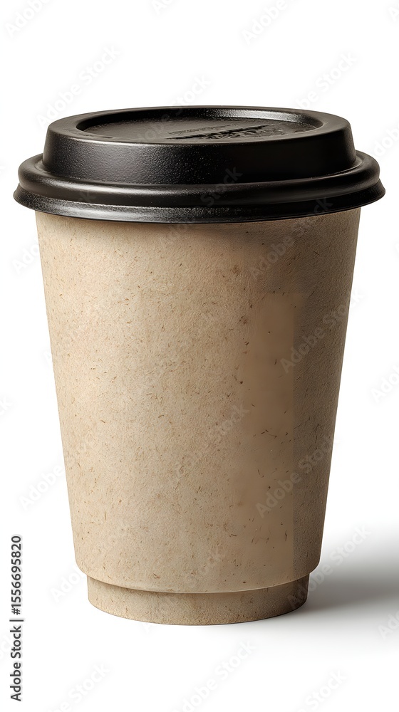 Brown kraft paper coffee cup with black lid Brown kraft paper coffee cup with black lid