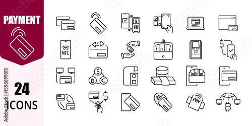 Finance & Payment Icons – Banking, Cash, Credit Card, Wallet, Receipt – Vector Outline Symbols for Apps