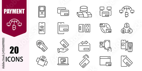 Finance & Payment Icons – Banking, Cash, Credit Card, Wallet, Receipt – Vector Outline Symbols for Apps