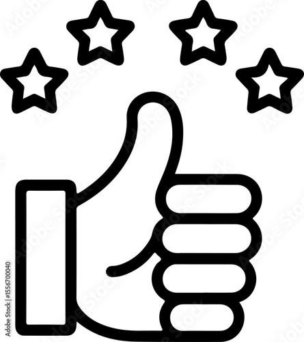 Four star rating thumbs up icon representing excellent customer satisfaction