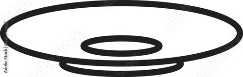 Saucer icon vector. Minimalist line art of a small round plate for cup or mug. Flat style kitchenware symbol. Isolated outline design on white background.