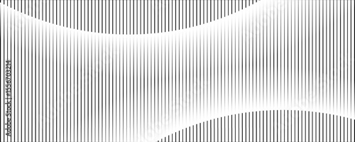 Abstract art geometric background with vertical lines. Optical illusion with waves and transition.
