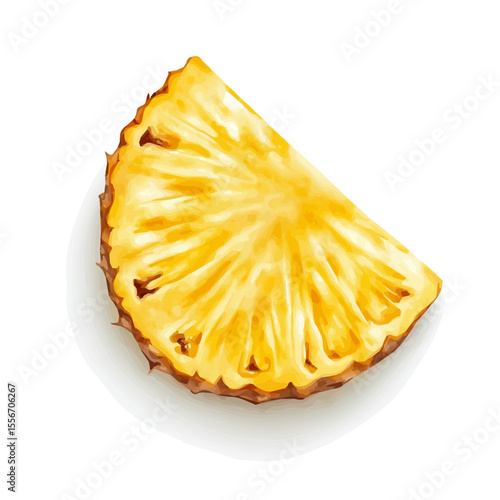Pineapple Slice, watercolor illustration vector, isolated on a white background.