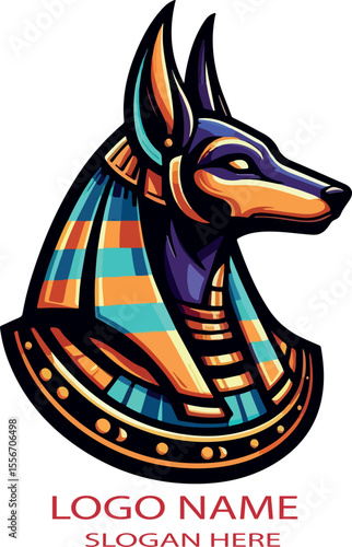 Egyptian Anubis logo vector white background .