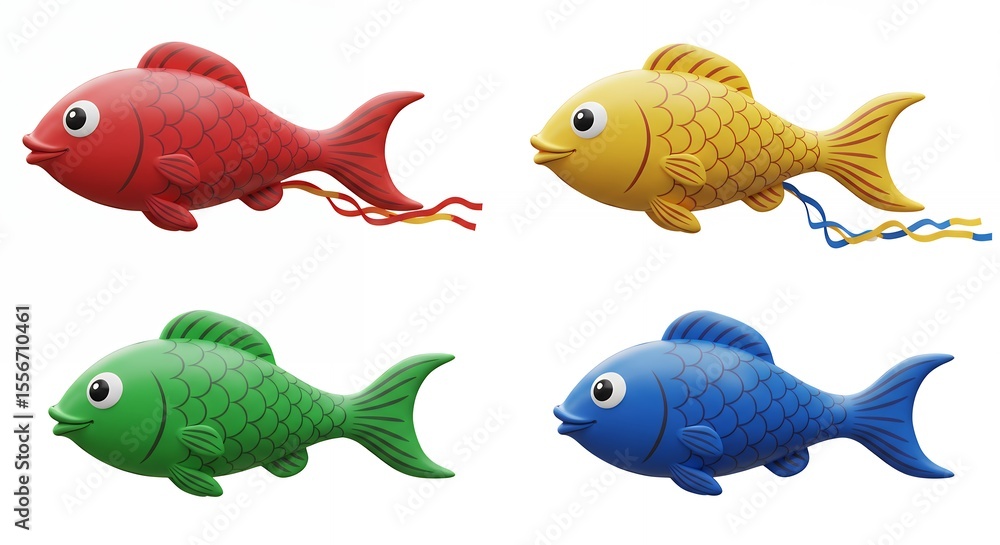 Naklejka premium Colorful fish toys set