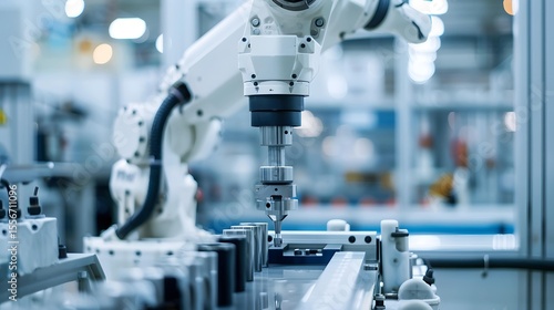 Industrial Robotic Arm Operating in Modern Manufacturing Facility