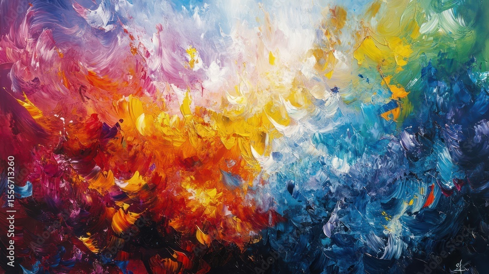 Vibrant chromatic explosion painting creating a unique visual experience Vibrant chromatic explosion painting creating a unique visual experience
