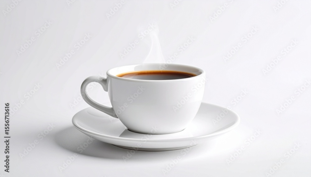 A photorealistic image of a hot cup of coffee with rising steam, served in a ceramic cup placed on a saucer. The warm light and subtle background create a cozy, inviting atmosphere. This image was gen A photorealistic image of a hot cup of coffee with rising steam, served in a ceramic cup placed on a saucer. The warm light and subtle background create a cozy, inviting atmosphere. This image was gen