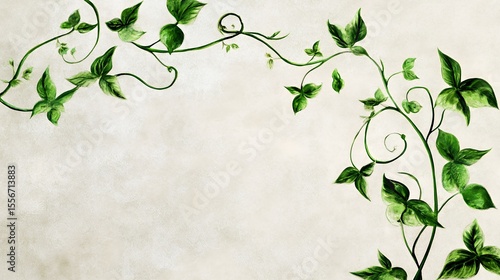 Lush green ivy leaves entwined on a soft background