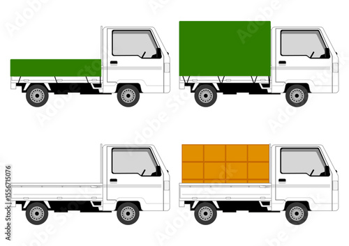 右向きの軽トラックのイラストセット